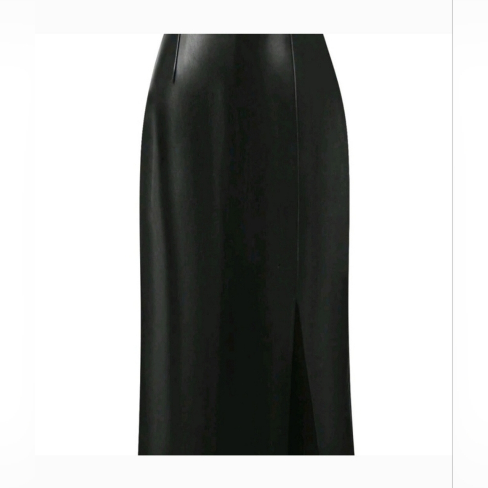 High waist Split thigh leather skirt